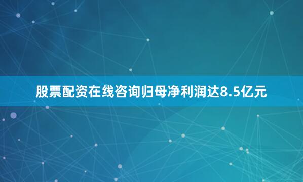 股票配资在线咨询归母净利润达8.5亿元