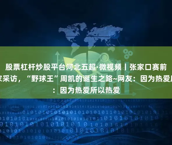 股票杠杆炒股平台河北五超·微视频丨张家口赛前训练独家采访，“野球王”周凯的诞生之路~网友：因为热爱所以热爱